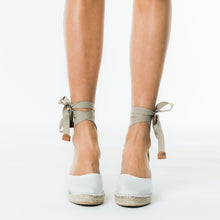 Upload image to gallery view, Cream wedge espadrilles with lace-up from from astrid with 
