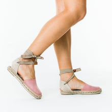 Upload image to gallery view, Pink handmade espadrilles sandals with laces
