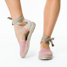 Upload image to gallery view, Pink handmade espadrille sandals with laces from from astrid with
