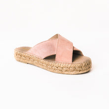 Load image into Gallery viewer, Pink handmade espadrille sandals slides from astrid with 
