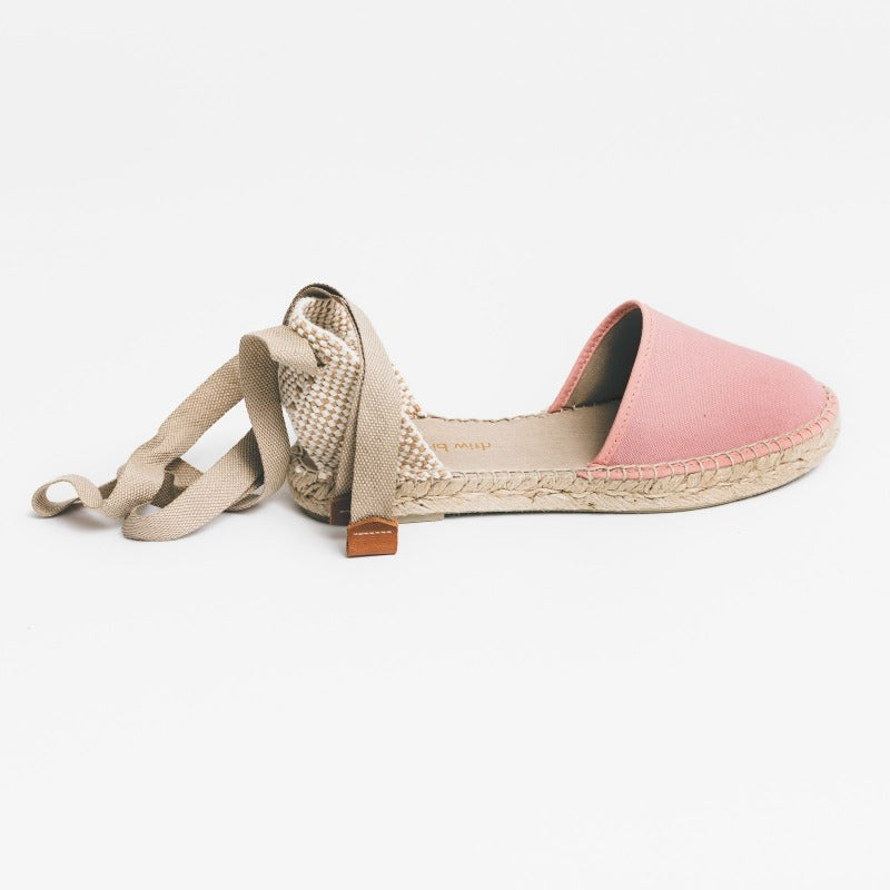 Pink handmade espadrilles sandals with laces