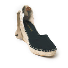 Upload image to gallery view, Black espadrilles with wedge heel and laces from from astrid with 
