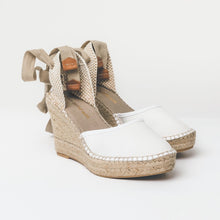 Upload image to gallery view, Cream espadrilles with wedge heel and lacing from from astrid with 
