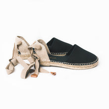 Upload image to gallery view, Black handmade espadrilles with laces from from astrid with 
