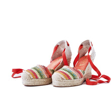 Upload image for gallery display, Rafia wedge-shaped spadrilles
